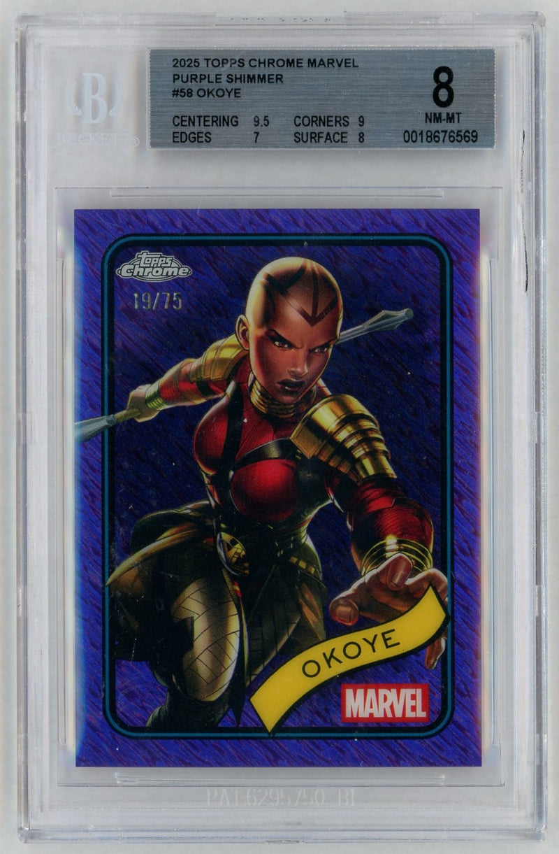 2025 Chrome Marvel Purple Shimmer Okoye #58 /75 BGS 8