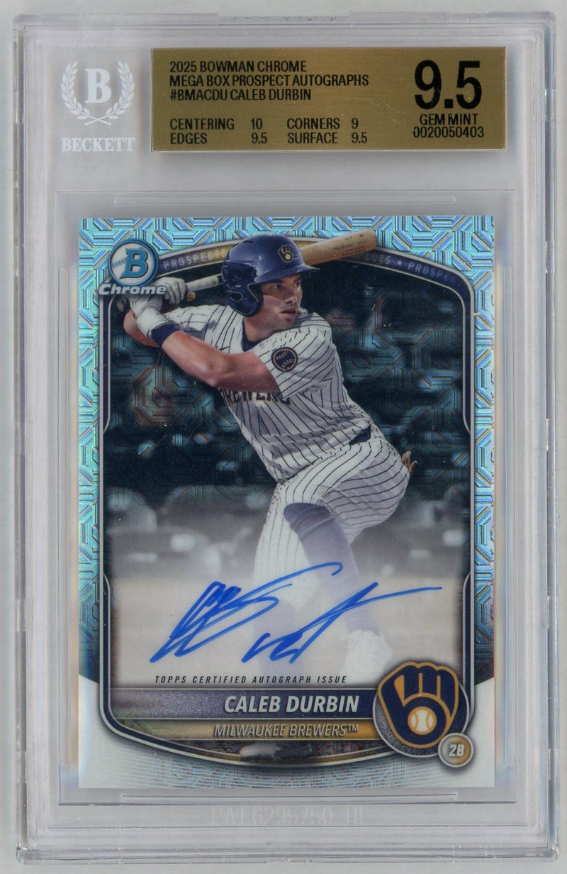 2025 Bowman Chrome Mega Box Prospect Autographs Caleb Durbin #BMACDU /750 BGS 9.5