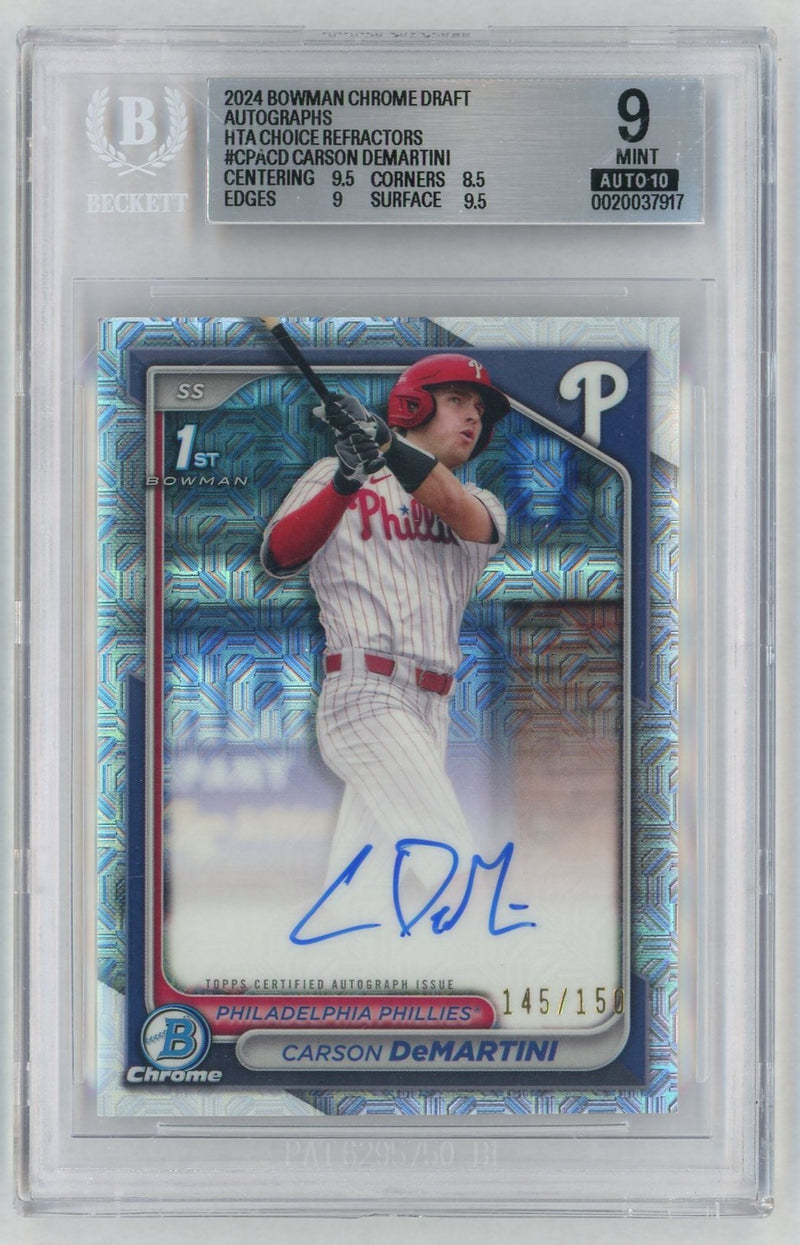 2024 Bowman Chrome Draft Autographs Hta Choice Refractors Carson Demartini #CPACD /150 BGS 9