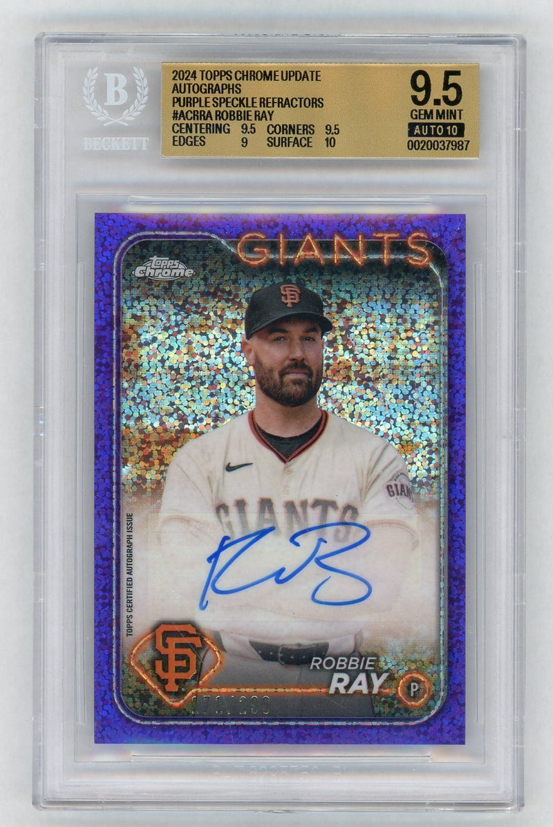 2024 Topps Chrome Update Chrome Baseball Update Series Autographs Autograph-Purple Speckle Robbie Ray #ACRRA /299 BGS 9.5