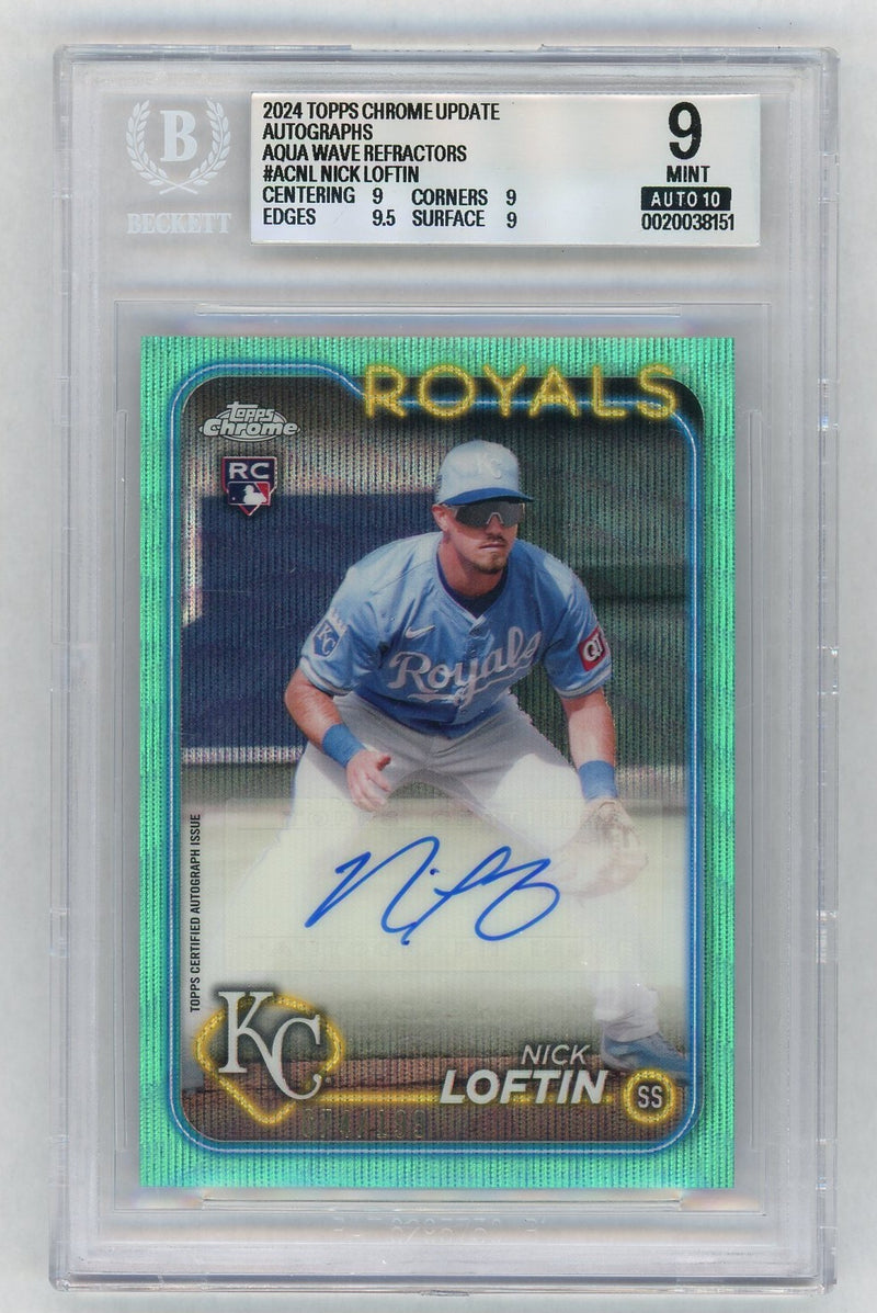 2024 Topps Chrome Update Autographs Aqua Wave Refractors Nick Loftin #ACNL /199 BGS 9