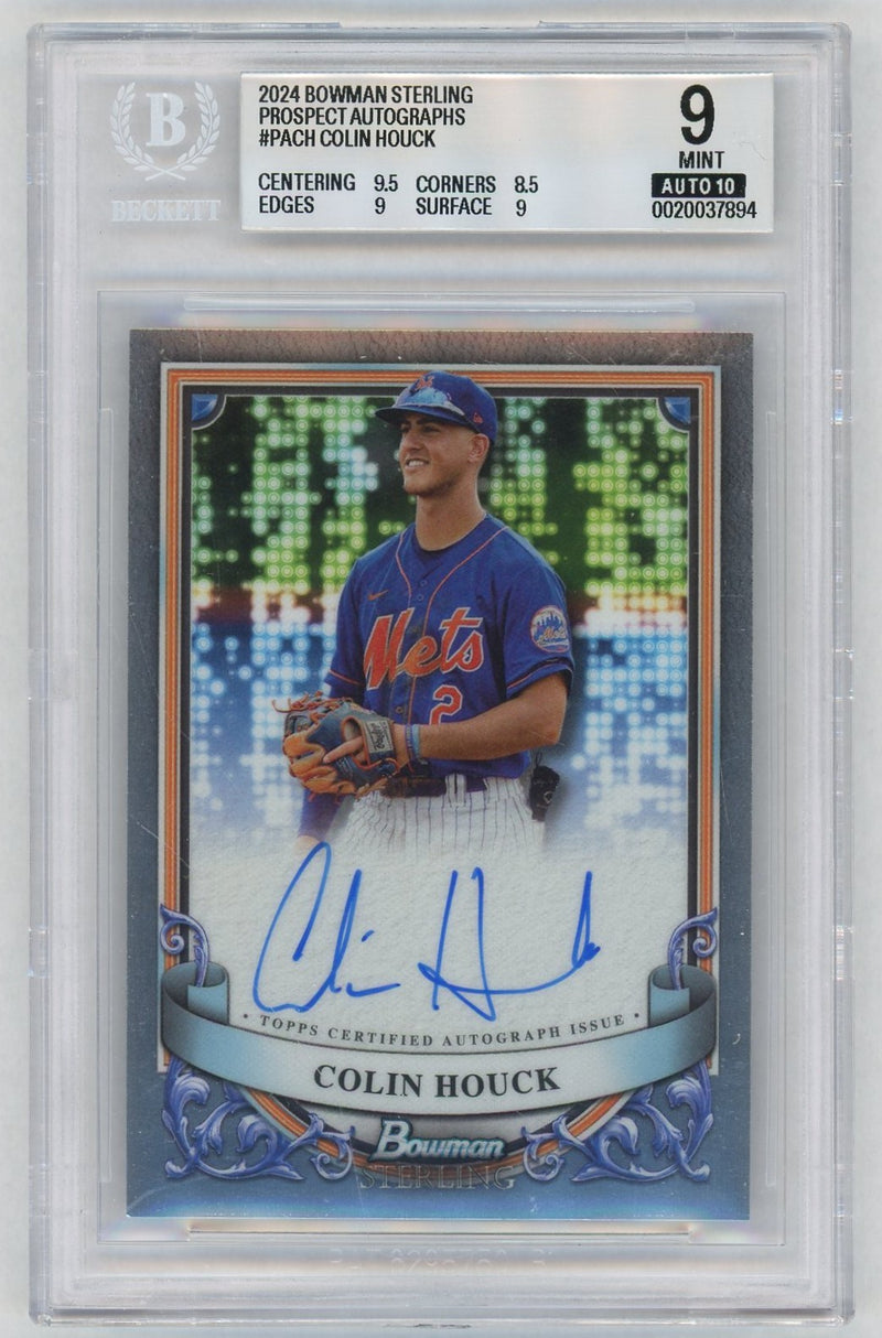 2024 Bowman Sterling Prospect Autographs Colin Houck #PACH /25 BGS 9