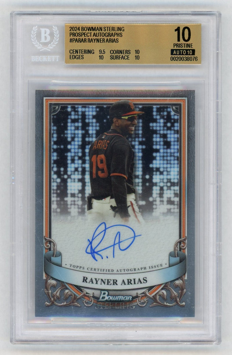 2024 Bowman Sterling Prospect Autographs Rayner Arias #PARAR BGS 10