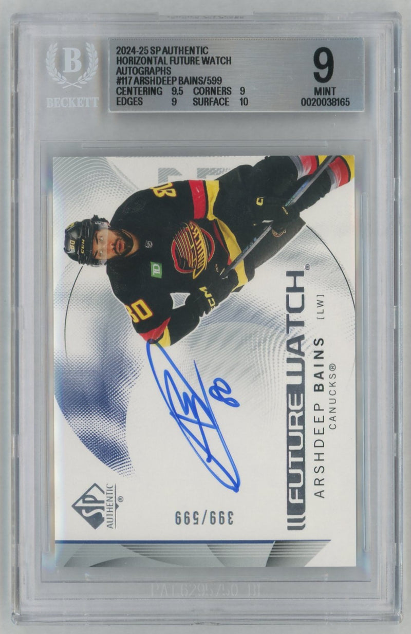 2024 SP Authentic Horizontal Future Watch Autographs Arshdeep Bains #117 /599 BGS 9