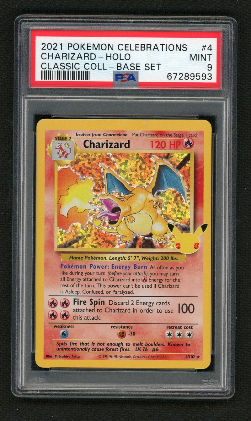 2021 Pokemon Sword and Shield Celebrations Classic Collection Base Set Holo Charizard #4 PSA 9