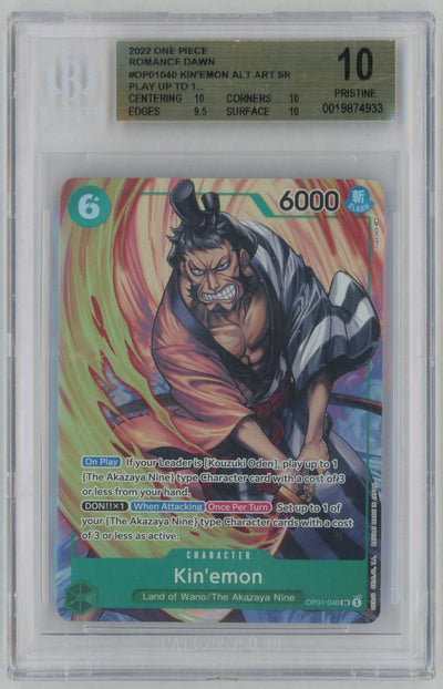 2022 One Piece Romance Dawn Alternate Art Errata Kin'Emon #OP01040 BGS 10