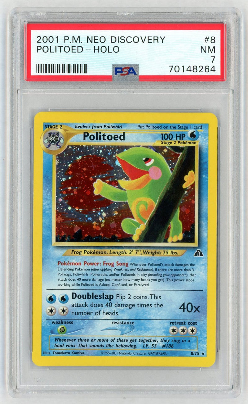 2001 Pokemon Neo Discovery Holo Politoed #8 PSA 7