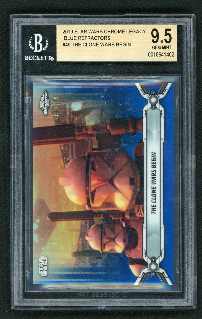 2019 Star Wars Chrome Legacy Blue Refractors the Clone Wars Begin #49 /99 BGS 9.5