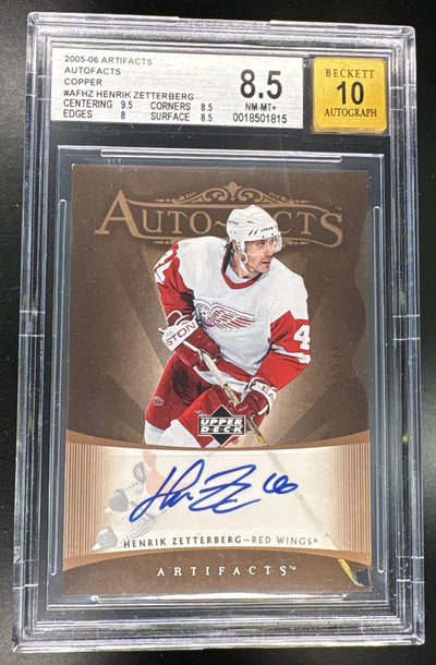 2005 Artifacts Autofacts Copper Henrik Zetterberg #AFHZ /75 BGS 8.5