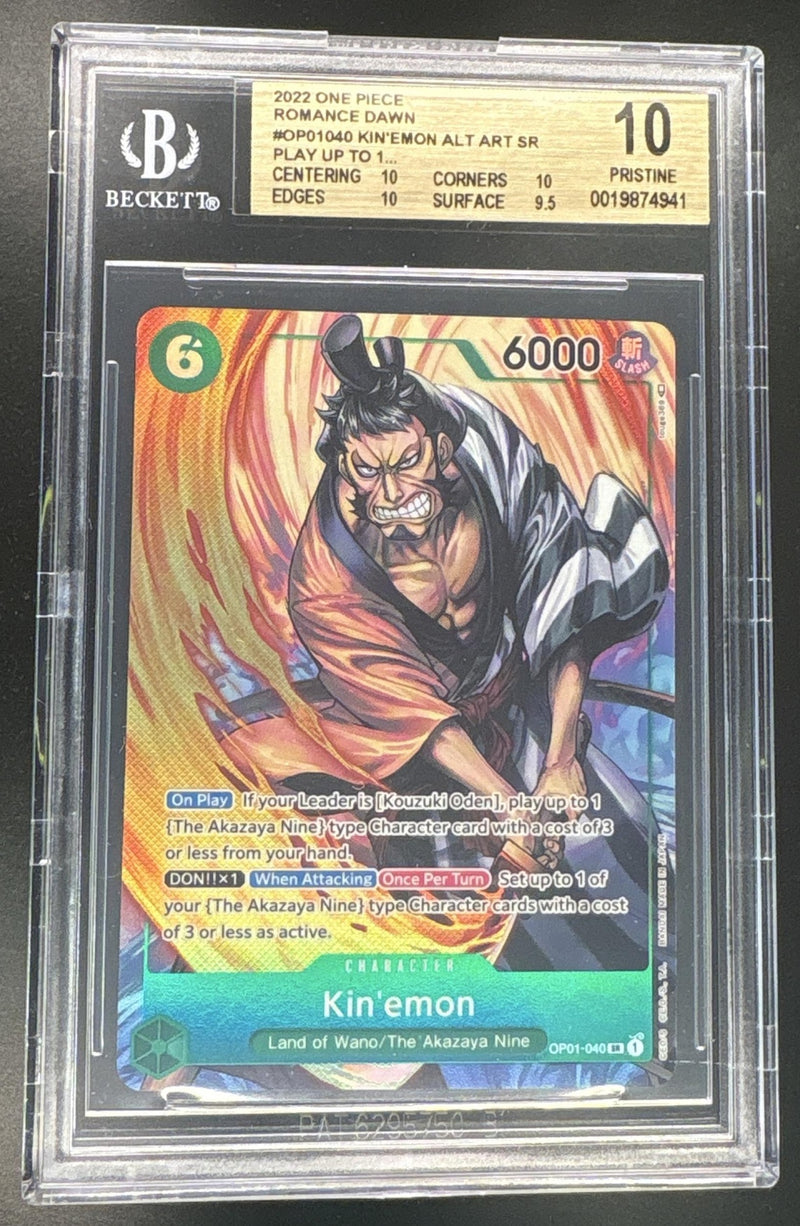 2022 One Piece Romance Dawn Alternate Art Errata Kin'Emon #OP01040 BGS 10