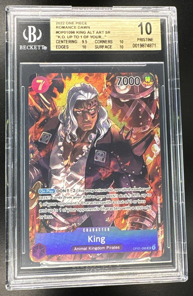2022 Romance Dawn - English Post-Errata ("Up To") (Borderless) Alt. Art King #OP01-096 BGS 10