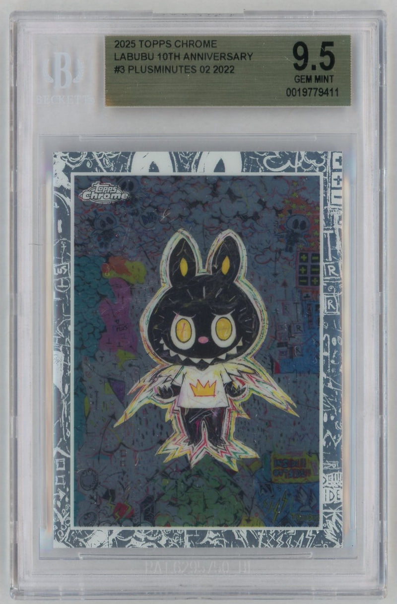 2025 Topps Chrome Labubu 10th Anniversary Plusminutes 02 #3 BGS 9.5