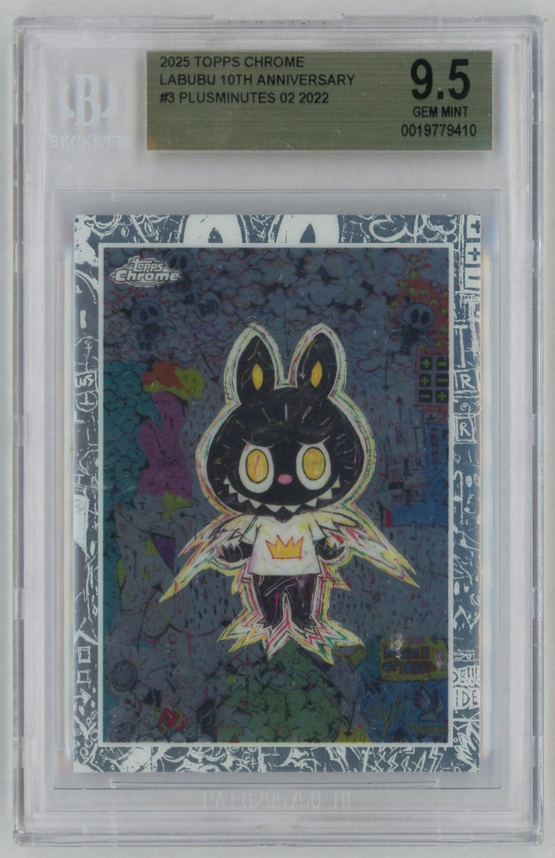 2025 Topps Chrome Labubu 10th Anniversary Plusminutes 02 #3 BGS 9.5