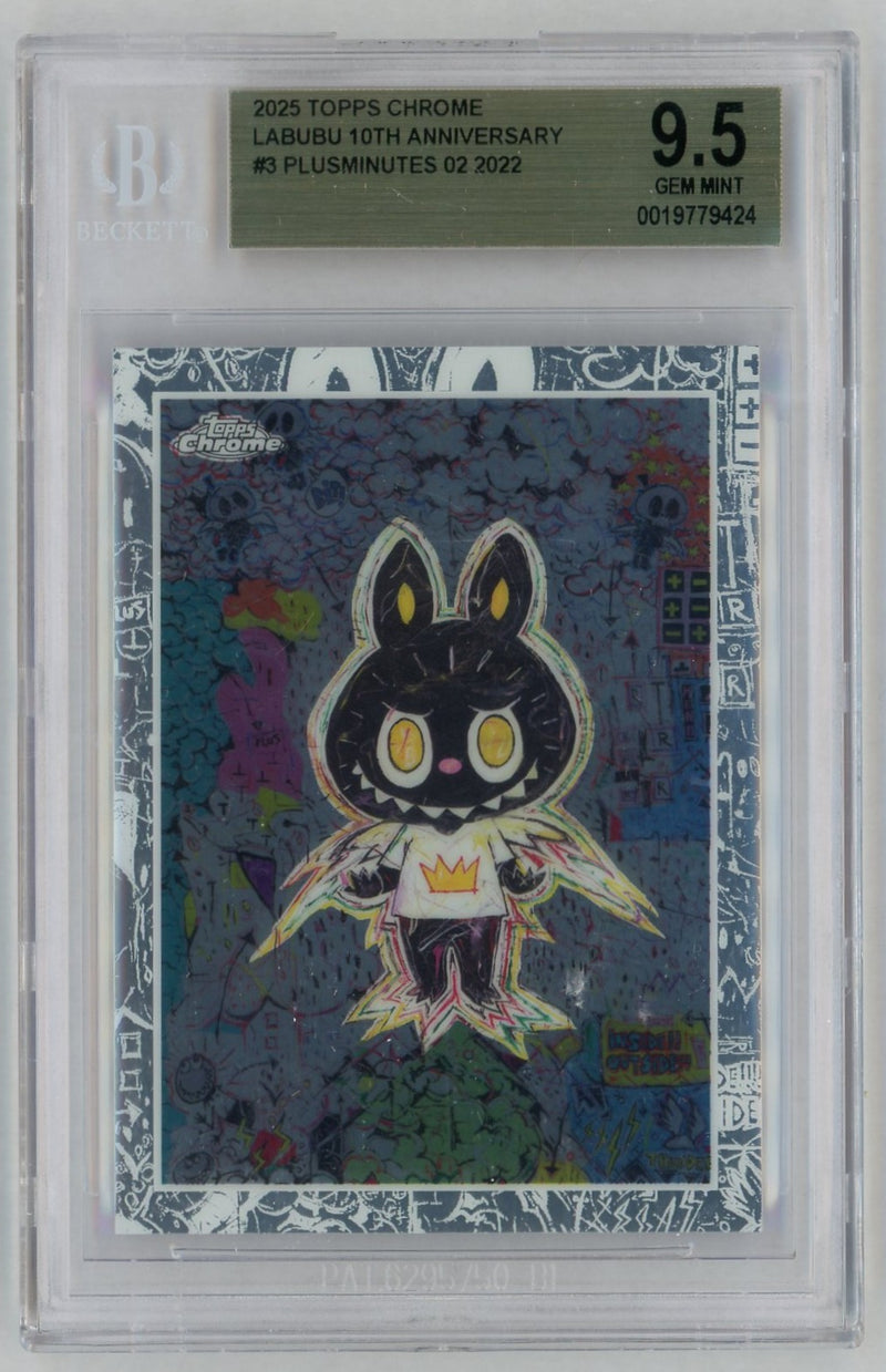 2025 Topps Chrome Labubu 10th Anniversary Plusminutes 02 #3 BGS 9.5