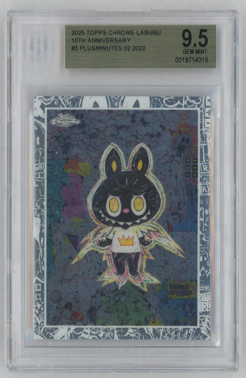 2025 Topps Chrome Labubu 10th Anniversary Plusminutes 02 #3 BGS 9.5