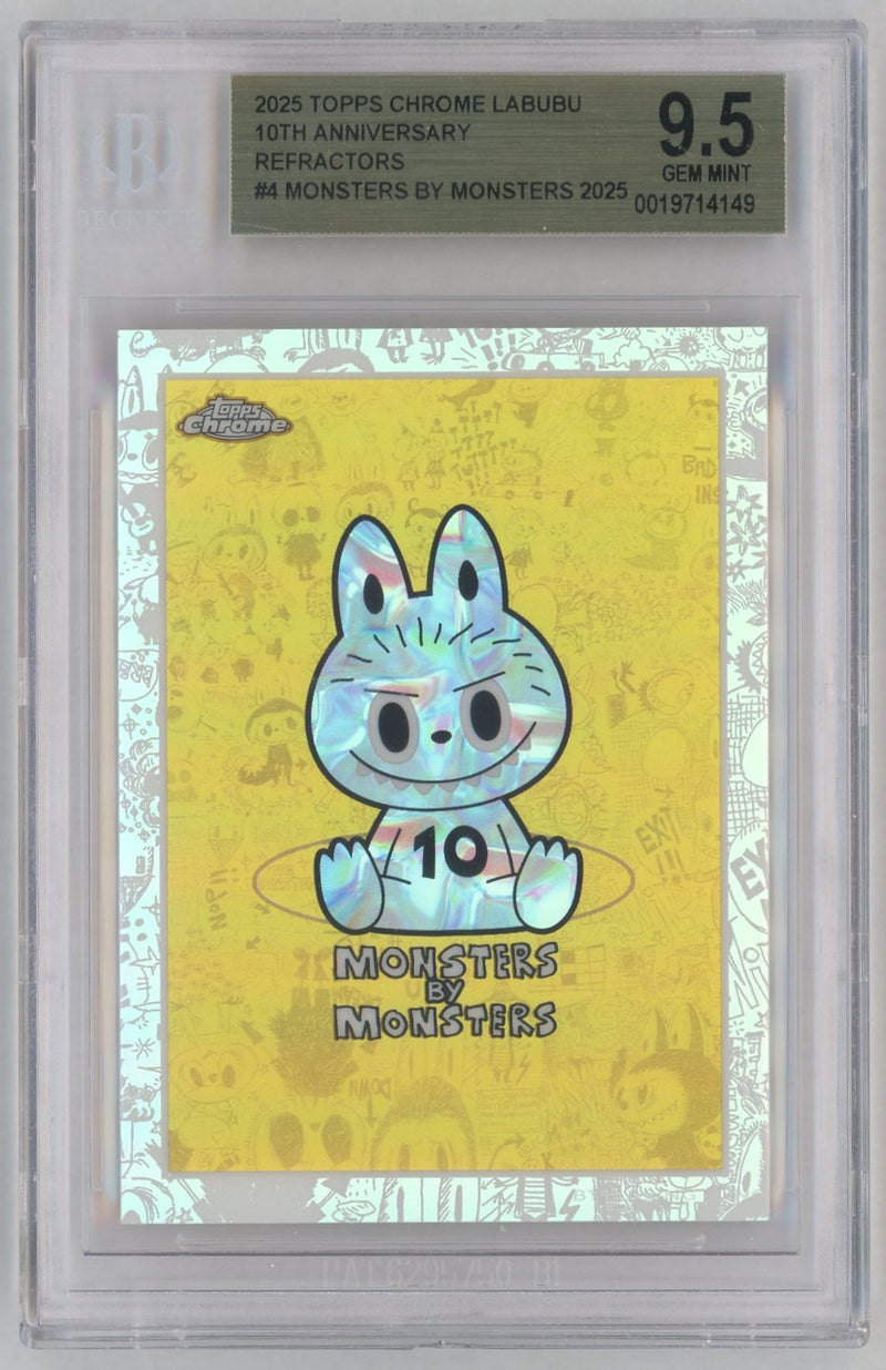 2025 Topps Chrome Labubu 10th Anniversary Refractor Monsters By Monsters #4 BGS 9.5