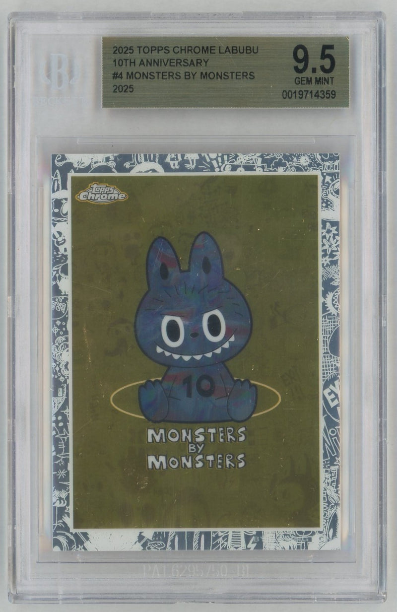 2025 Topps Chrome Labubu 10th Anniversary Monsters By Monsters #4 BGS 9.5