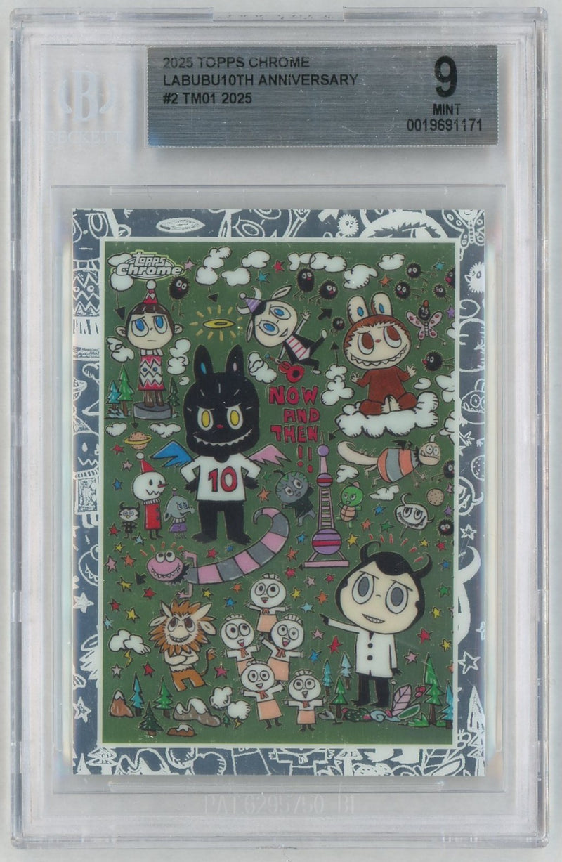 2025 Topps Chrome Labubu 10th Anniversary Tm01 #2 BGS 9