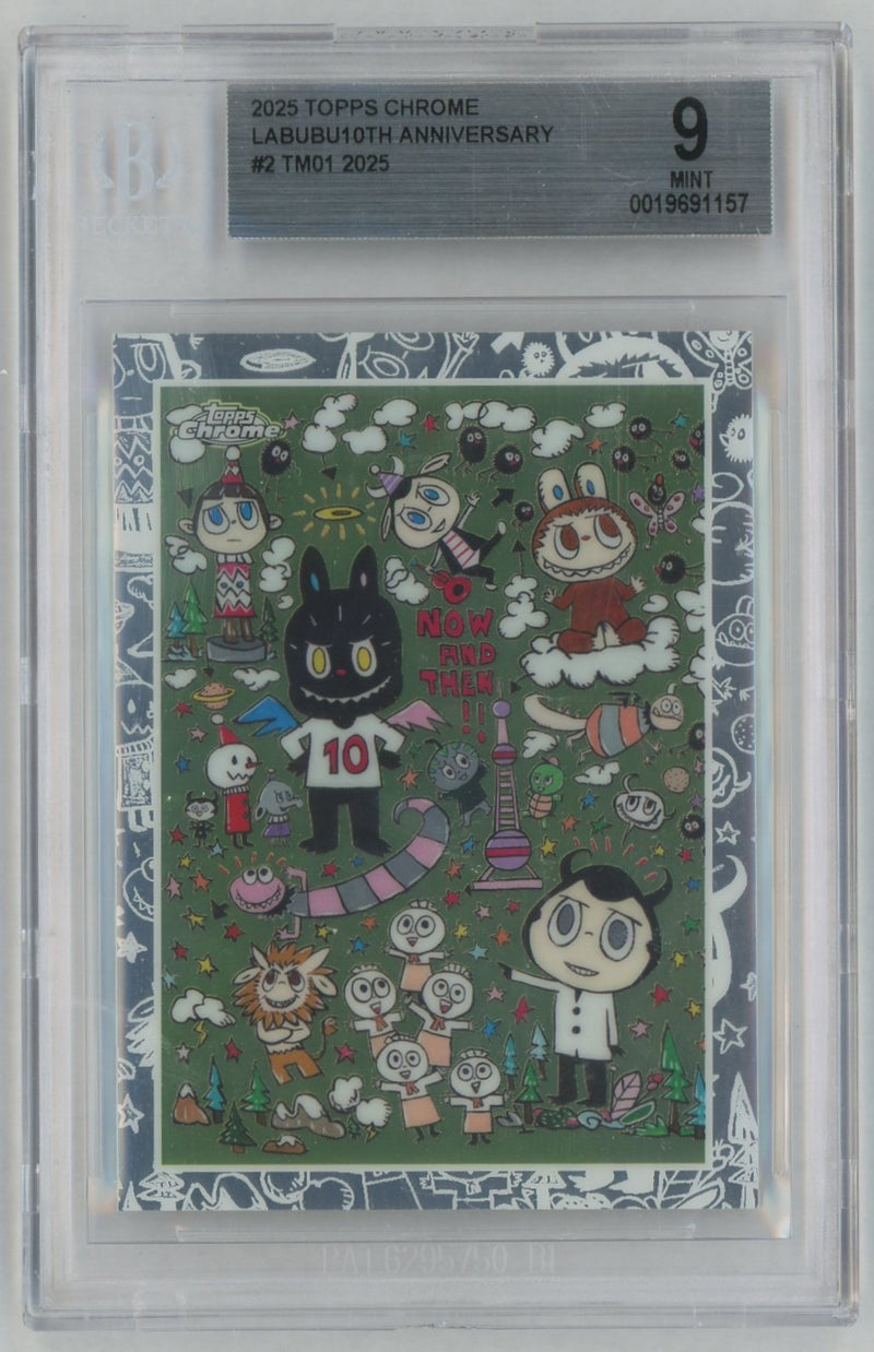 2025 Topps Chrome Labubu 10th Anniversary Tm01 #2 BGS 9