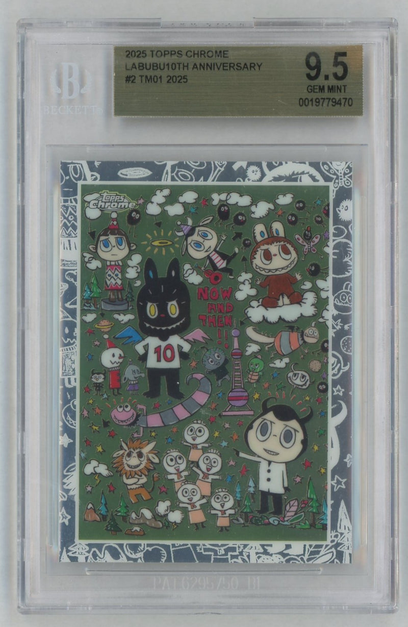2025 Topps Chrome Labubu 10th Anniversary Tm01 #2 BGS 9.5