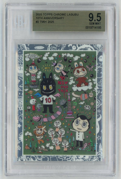 2025 Topps Chrome Labubu 10th Anniversary Tm01 #2 BGS 9.5