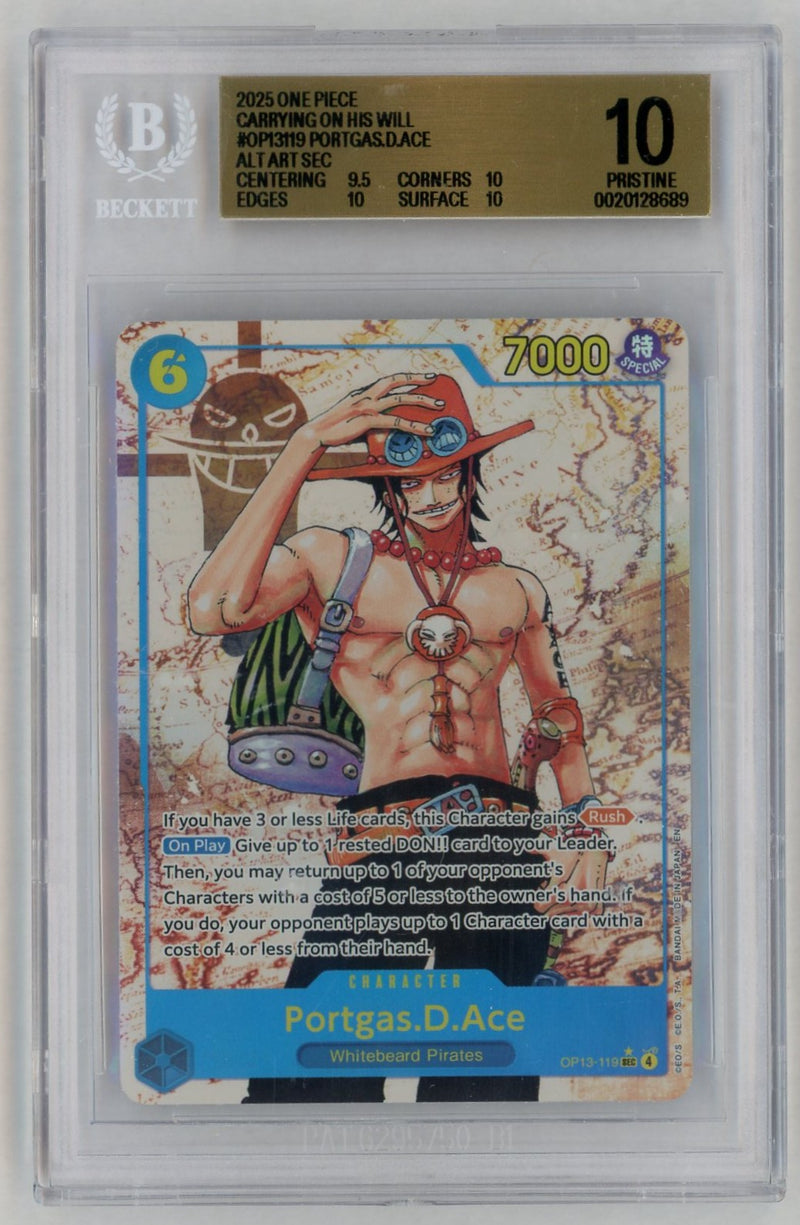 2025 One Piece Carrying On His Will Alternate Art Portgas D. Ace #OP13-119 BGS 10