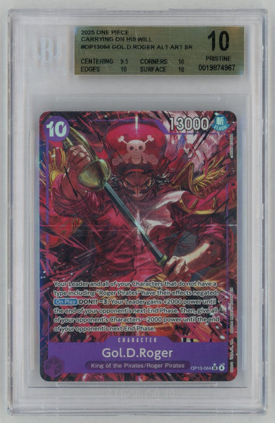 2025 One Piece Carrying On His Will Alternate Art Gol D. Roger #OP13-064 BGS 10