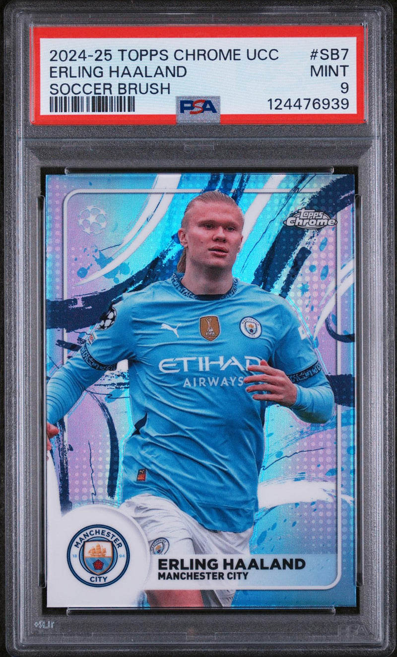 2024 Chrome UEFA Club Competitions Soccer Brush Erling Haaland #SB7 PSA 9