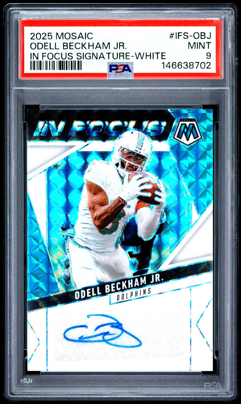 2025 Panini Mosaic In Focus Signatures White Odell Beckham Jr. #IFS-OBJ /25 PSA 9