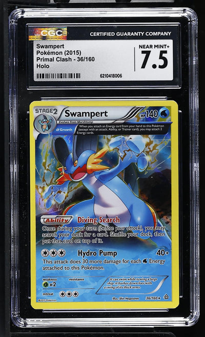 Pokémon Primal Clash Swampert #36/160 Holo CGC 7.5