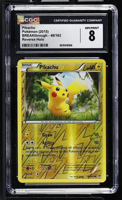 Pokémon BREAKthrough Pikachu #48/162 Reverse Holo CGC 8