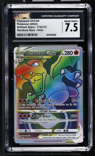 Pokémon Brilliant Stars Charizard VSTAR #174/172 Rainbow Rare Holo CGC 7.5