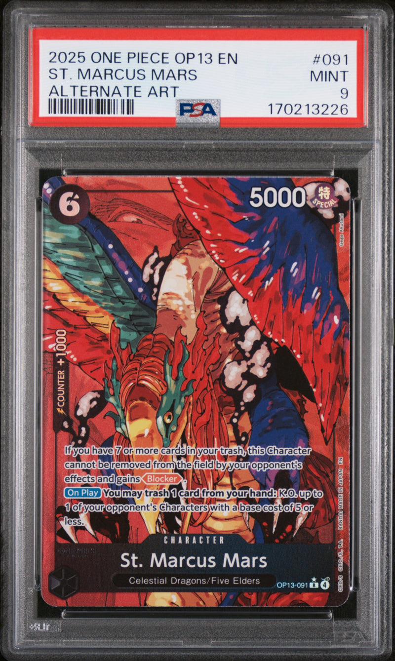 2025 One Piece Carrying On His Will Alternate Art St. Marcus Mars #OP13-091 PSA 9