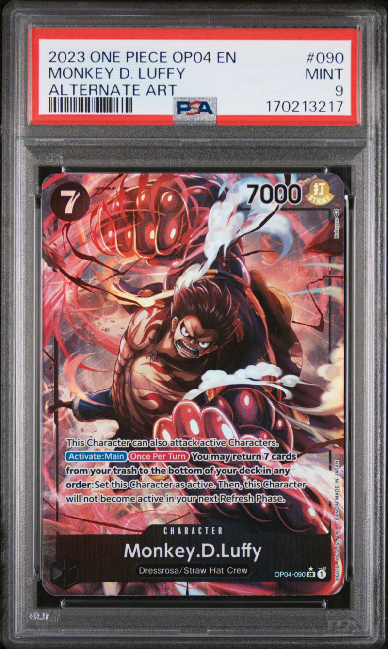 2023 One Piece Kingdoms of Intrigue Alternate Art Monkey D. Luffy #OP04-090 PSA 9