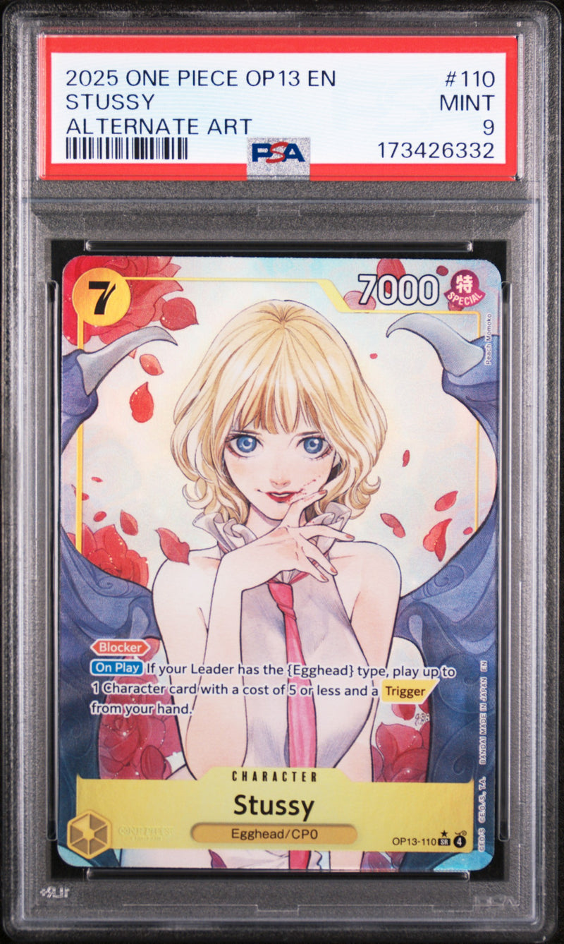 2025 One Piece Carrying On His Will Alternate Art Stussy #OP13-110 PSA 9