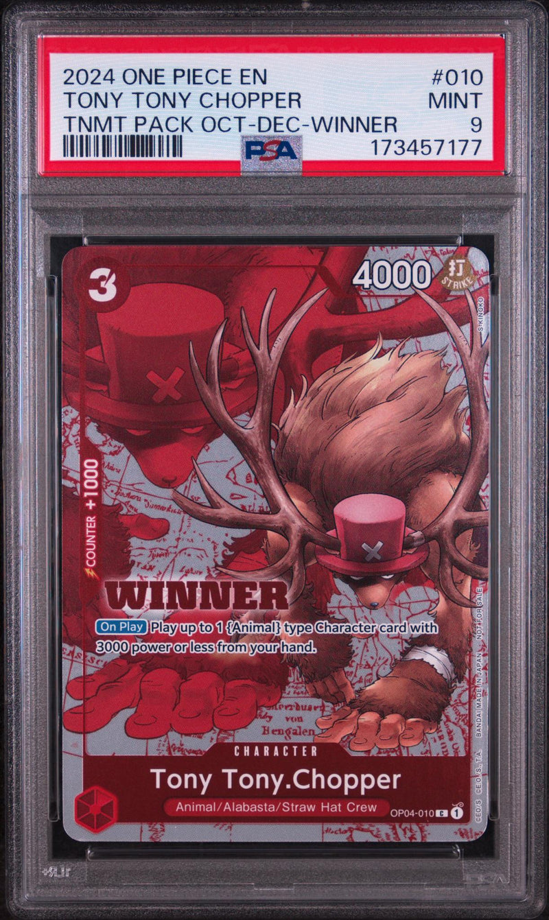 2022 One Piece Promo Tournament Pack October-December Winner Tony Tony Chopper #OP04-010 PSA 9