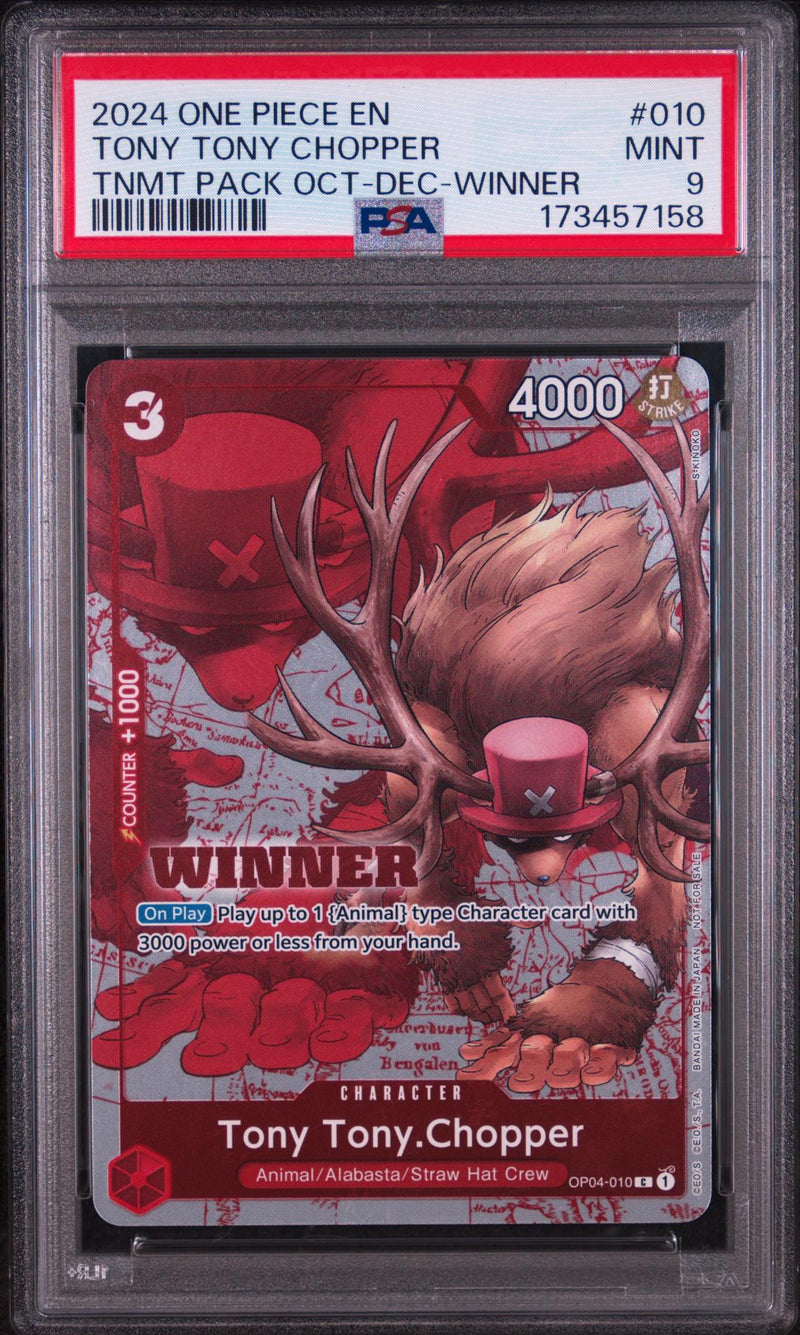2022 One Piece Promo Tournament Pack October-December Winner Tony Tony Chopper #OP04-010 PSA 9