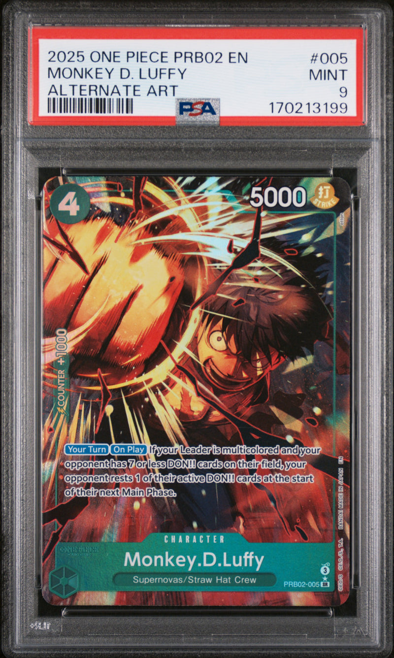 2025 One Piece Premium Booster Volume 2 Alternate Art Monkey D. Luffy #PRB02-005 PSA 9