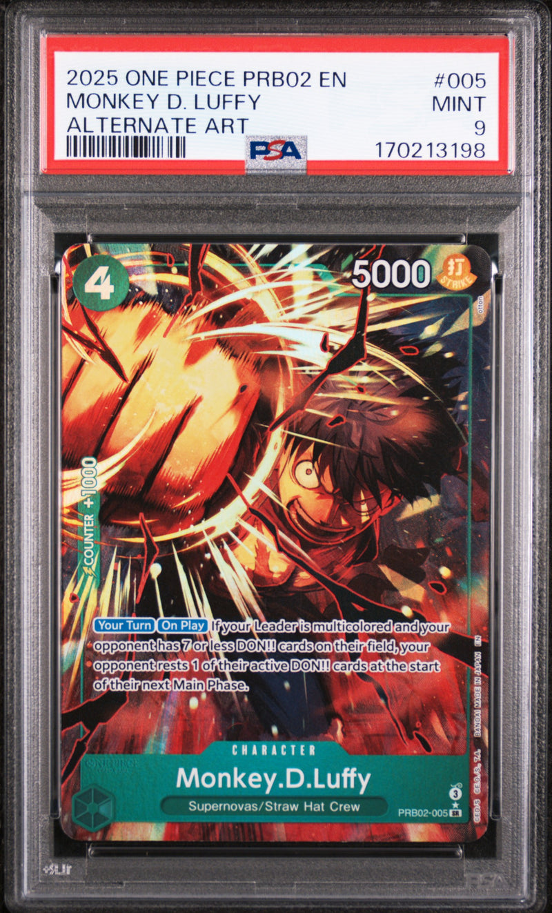 2025 One Piece Premium Booster Volume 2 Alternate Art Monkey D. Luffy #PRB02-005 PSA 9