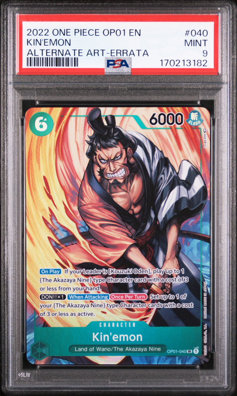 2022 One Piece Romance Dawn Alternate Art Errata Kin'Emon #OP01040 PSA 9