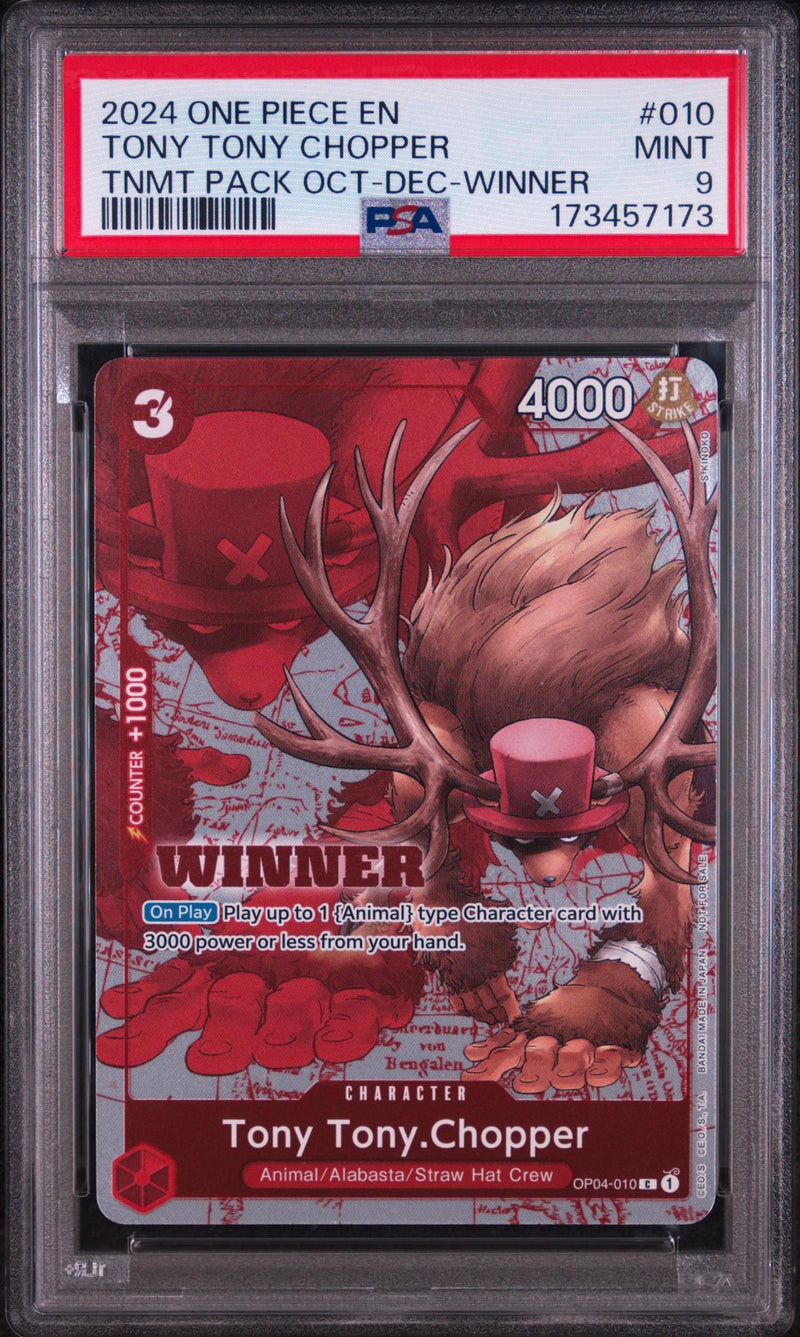 2022 One Piece Promo Tournament Pack October-December Winner Tony Tony Chopper #OP04-010 PSA 9
