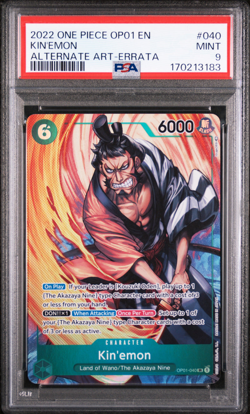 2022 One Piece Romance Dawn Alternate Art Errata Kin'Emon #OP01040 PSA 9