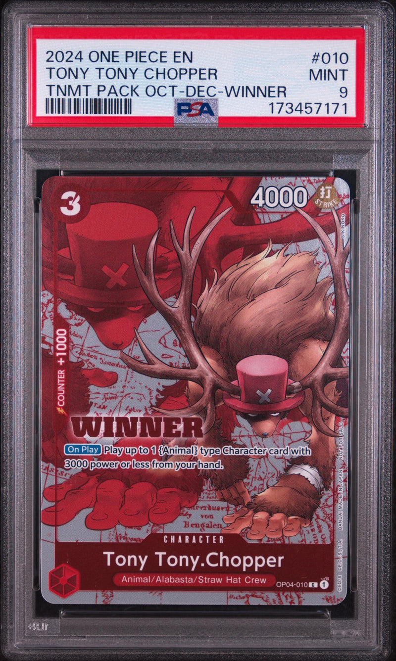 2022 One Piece Promo Tournament Pack October-December Winner Tony Tony Chopper #OP04-010 PSA 9