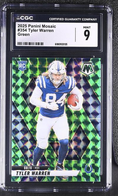 2025 Panini Mosaic Tyler Warren #354 Rookie Green Parallel CGC 9