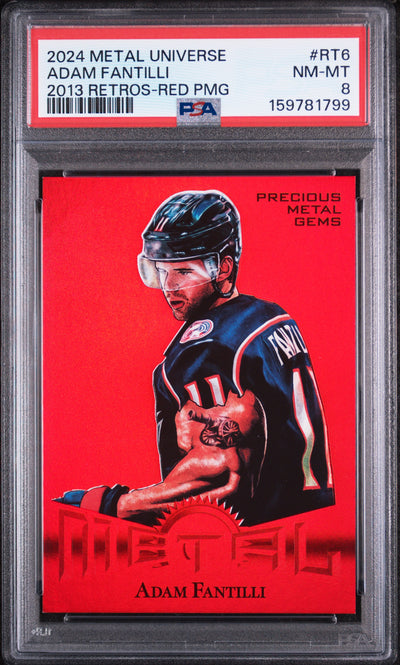 2024 Skybox Metal Universe 2013 Retros Red Precious Metal Gems Adam Fantilli #RT6 /100 PSA 8