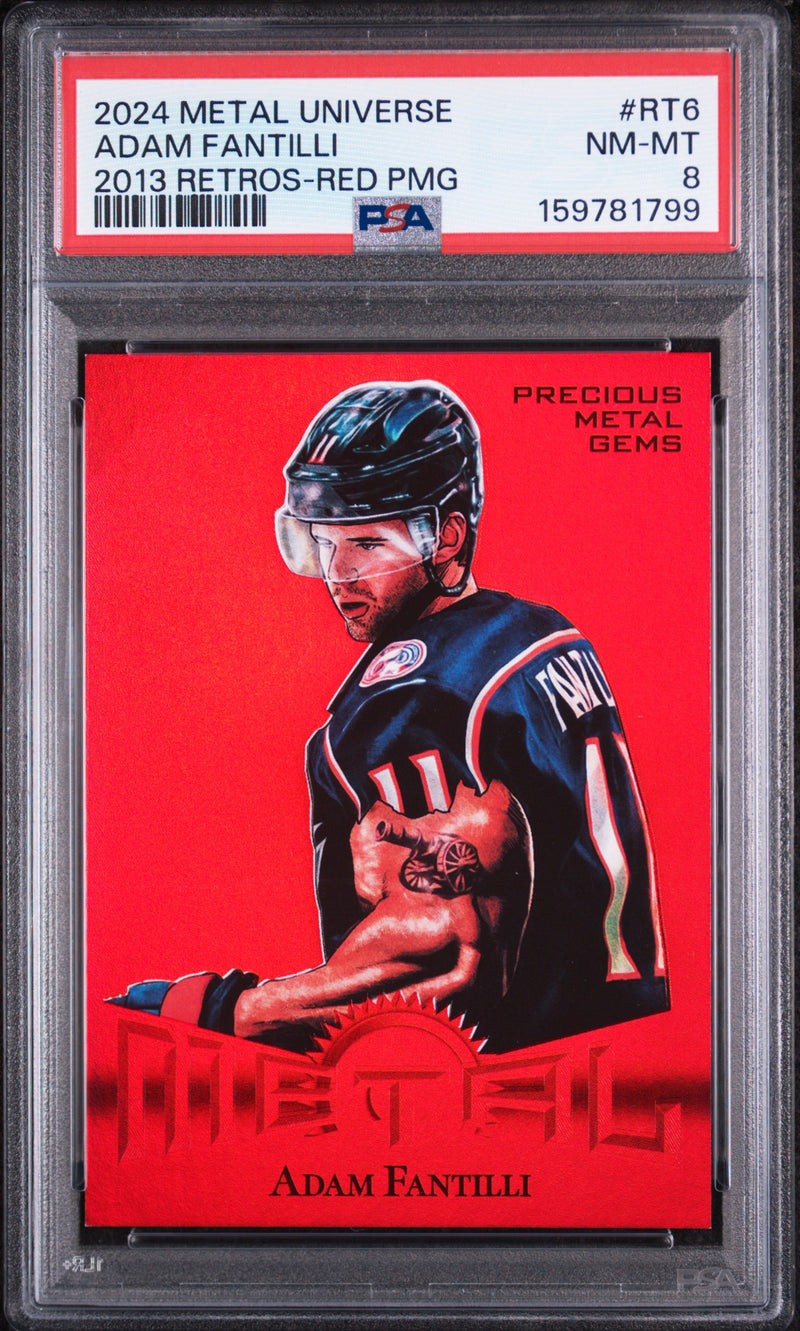 2024 Skybox Metal Universe 2013 Retros Red Precious Metal Gems Adam Fantilli #RT6 /100 PSA 8