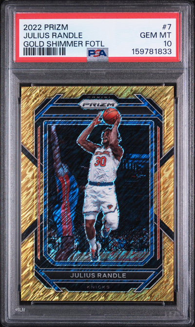 2022 Panini Prizm Gold Shimmer Fotl Julius Randle #7 /10 PSA 10