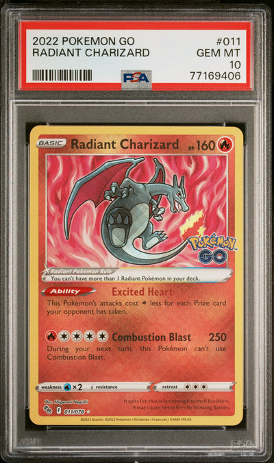 2022 Pokemon Go Radiant Charizard #011 PSA 10