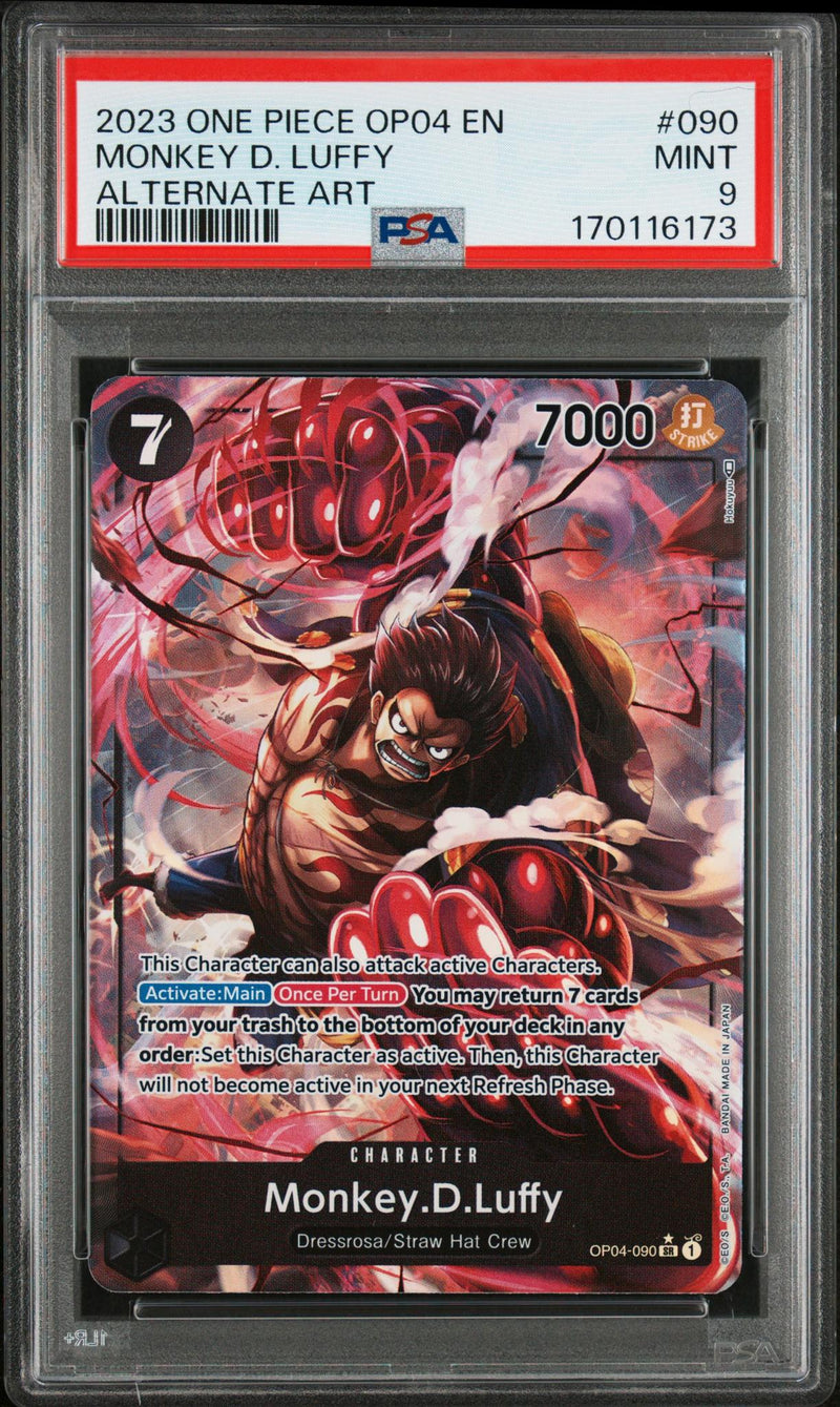 2023 One Piece Kingdoms of Intrigue Alternate Art Monkey D. Luffy #OP04-090 PSA 9