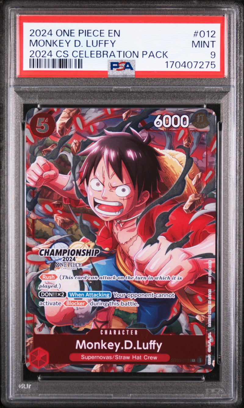 2024 Pokemon Tournament Promo Celebration Pack Monkey D. Luffy #ST01-012 PSA 9